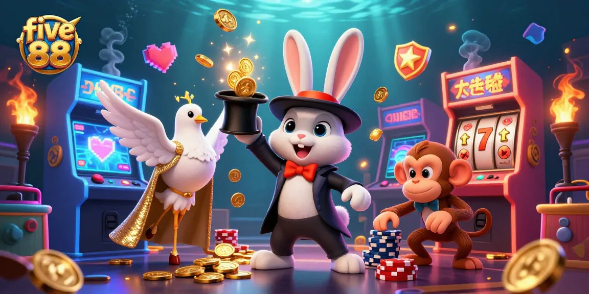 Experience the magic of five 88 with a rabbit magician, dove assistant, and monkey thrilling players.